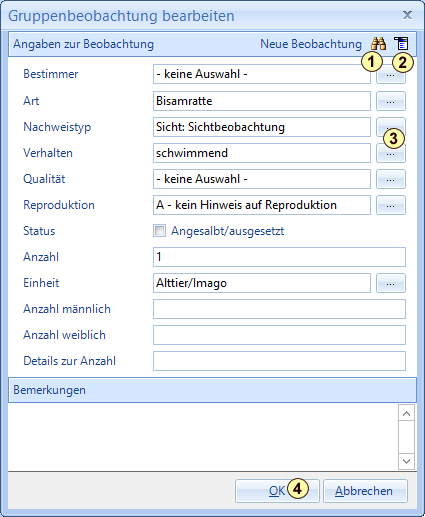 Gruppenansicht_Neue Beobachtung