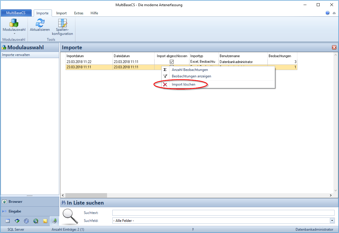 Importe_Loeschen